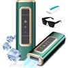 Guganas Dispositivo di depilazione laser IPL con raffreddamento a ghiaccio, per donne e uomini a casa, flash infinito, epilatore indolore per viso, ascelle, zona bikini, gambe (verde)