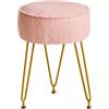 IBUYKE Ottomano Teddy Velluto Poggiapiedi, Sgabello per Trucco Vanity, Tavolino Dressing, Pouf Divano Soggiorno Camera da Letto, Rosa WBD009P