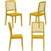 REDÒKASA Set 4 sedie in polipropilene TICHE, MADE IN ITALY, impilabile, idrorepellente, resistenza raggi UV, design moderno floreale per sala da pranzo, cucina, bar, ristoranti, esterno (4, Senape)