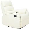 HOMCOM Poltrona Relax per Interni, Reclinabile Manualmente con Cuscino Imbottito, in Pelle PU e Acciaio, 75x82x99 cm, Crema