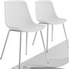 TecTake® Set 2 Sedie Ergonomiche in Plastica, Sala da Pranzo Con Gambe in Acciaio Cromato, Cucina Antiscivolo, Moderne Antigraffio, Capacità di Carico 120 kg - Bianco/Cromo