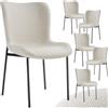 TecTake® Set da 6 Poltrone in Stile Scandinavo, Seduta Ergonomica, Gambe in Acciaio, Cappucci Antiscivolo, Sedia Sala da Pranzo, Cucina, Sedia Soggiorno - Tessuto Bianco Avorio/Nero