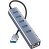 SCHITEC Adattatore USB Ethernet,Hub USB 3.0 con 5 Porte USB 3.0 e 1 Porta LAN RJ45 1000M Gigabit in alluminio Ethernet USB per MacBook,Mac OS,iMac,Windows,Chrome,Surface,XPS