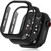 Seltureone 2 Pezzi Custodia per Apple Watch Series 6/Serie 5/Series 4/SE/SE2 44mm con Protezione Dello Schermo, PC Duro 360° Tutto Intorno Anti Graffio Anti Polvere Cover Ultra Sottile - Nero