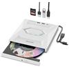 Alxum Unità CD DVD Esterna USB 3.0 con Lettore SD/TF e 3 Porte USB - Masterizzatore Slim per PC Laptop MacBook Windows/Linux/Mac OS (Bianco)