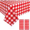 ZSYIULIA 2 tovaglie rettangolari in PVC a scacchi rossi, 137 x 274 cm, lavabili, in plastica, impermeabili, a prova di olio, per compleanni, matrimoni, Natale