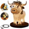 Neioaas Lampada da tavolo a forma di mucca, piccola luce notturna, Highland Cow lampada da tavolo con USB, lampada da tavolo portatile, decorazione dipinta, decorazione per soggiorno, camera da letto,