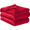 Aisbo Plaid Coperta Pile Matrimoniale - Coperta Calda Invernale per Divano e Grande Letto Matrimoniale 220x240 cm Pile di Flanella Morbida Rossa, Fleece Blanket for Sofa and Couch