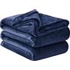 Aisbo Plaid Coperta Pile Matrimoniale - Coperta Calda Invernale per Divano e Grande Letto Matrimoniale 230x270 cm Pile di Flanella Morbida Blu Navy, Fleece Blanket for Sofa and Couch