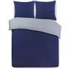 Vision - Set copripiumino reversibile bicolore - blu marino/grigio - Set copripiumino 155 x 200 cm con 2 federe 80 x 80 cm - 100% cotone