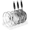 Fousenuk Porta Coperchi Pentole, Organizer Padelle con 7 Scomparti Regolabili, Porta Padelle, Portacoperchi Regolabile, Supporto per Coperchio in Metallo, Contenitore da Cucina (Bianco)