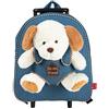 PERLETTI Trolley Orso Polare Peluche da Bambino Bambina 3 4 5 Anni - Zainetto Scuola Materna Asilo Bimba Bimbo con Ruote Spallacci - Borsa Bagaglio da Viaggio Blu Bianco - 28x32x11 cm (Orso Polare)