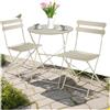 TecTake® Set Bistrot Pieghevole Per 2 Persone con Telaio in Acciaio, Set Tavolo e Sedie Da Giardino, Tavolo con Sedie per Balcone e Terrazzo, Salottino da Esterno Design Elegante - Cappuccino