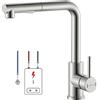 APPASO Rubinetto da cucina a bassa pressione, rubinetto da cucina allungabile, 3 connettori, rubinetto da cucina con due tipi di getto d'acqua, miscelatore da cucina per caldaia