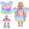 Aolso Vestiti per Bambole per New Born Baby Doll, Abito per Bambolotti 35-45CM, Vestito Stampa con Ala, con 1 paio di Scarpa e 1 Gruccia (Bambola non Inclusa)