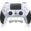 Shiptree Wireless Controller per PS-4, Joystick Gamepad Compatibile con PS-4/Pro/Slim, con Turbo/Macro Programming/Touch Pad/Somatosensoriale a 6 Assi-Bianco