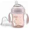 Chicco Transition Cup Bicchiere Antigoccia per Bambini 200ml, 1 Tazza Biberon 4+ Mesi per Imparare a Bere, con Beccuccio Ergonomico in Silicone, Doppia Valvola Anticolica, senza BPA - Rosa