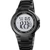 FeiWen Uomo Fashion Sport Orologi LED Elettronico Allarme Cronometro Multifunzione Doppio Tempo Casual Digitale Acciaio Inox Orologio da Polso (Bianco e nero)