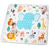 Funsland Tappeto Gioco Bambini, 127x127cm Tappeto Neonato Gattonamento, Pieghevole Morbido & Spessa Tappeto Tummy Time Neonati, Animale Tappeto Gioco Sensoriale Interattivo per Bambini 1 2 3 Anni