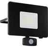 Eglo LED Faretto Esterno Faedo 3, lampada da esterno a 1 fiamma con sensore | di movimento, faretto da parete in alluminio, colore bianco, vetro trasparente, 50 Watt, IP44