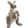 Afenau Giocattoli di Canguro, 28cm Peluche a Forma di Canguro con Bambino, Progettazione Realistica Giocattoli per Bambola Peluche, Canguro Animato la Madre per Coccolare, Giocare e Dormire(Grigio)