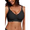 HORISUN Reggiseno Senza Ferretto Donna Reggiseni Senza Cuciture Scollo a Pizzo a V Copertura Completa Reggiseno Comodo (Beige L)