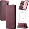 ZKGCG Compatibile con SamSung Galaxy S10-5G Telefono Cover[Rosso] Portafoglio Custodia Pelle Carta e Fessura Case Magnetica Flip Chiusura TPU Bumper con Supporto+HD Vetro Temperato-2019