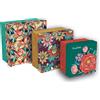 Clairefontaine - 116233C - Set da 3 scatole per archivio quadrate impilabili, multifunzione di cartone motivo floreale Frida Kahlo, 25X25X12cm, 20X20X11cm e 16X16X10cm - Collezione Frida Kahlo