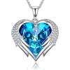 Praelinos Guardiano di Amore Collana Pendente Donna Gioielli Cristalli Oro Bianco 18 Carati Placcato Cubica Zirconia Argento Ton Regali per Mamma Moglie Lei Natale Compleanno Anniversario (Blu)