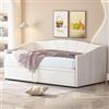 Shye Letto imbottito divano letto allungabile con rete a doghe, letto multifunzione in tessuto di velluto delicato sulla pelle 90/180x200 cm (beige)