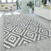 Paco Home Moderno tappeto a pelo corto per il soggiorno con motivo di rombi geometrico in grigio e bianco, Dimensione:120x170 cm