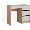 Vicco Scrivania Sherry, Bianco/Sonoma, 90 x 40 cm con cassetti