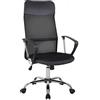 HOMCOM Sedia Ergonomica da Ufficio Girevole e Dondolo con Ruote, Altezza Regolabile e Schienale a Rete, 63x65x109-119 cm, Nero