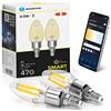 Aigostar Lampadine Smart WiFi E14 Alexa Lampadine Vintage C35 4.5W Edison Lampadina WiFi Dimmerabile 2700K-6500K, Controllo Remoto tramite APP, Compatibile Con Alexa, Google Home, Trasparente 2 pezzi
