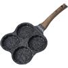 Tissting Padella Pancake, Padella Antiaderente 4 fori Pentola Pancakes Padella Antiaderente Piastra Omelette per la Colazione Cucinare uova e Pancake per Gas (Nero)
