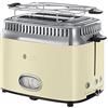 Russell Hobbs Tostapane - 2 Fette - Display per il conto alla rovescia in design retrò - Acciaio Inox Color Crema; 6 livelli di Doratura; Funzione di Scongelamento; 1300 W, Retro Vintage 21682-56