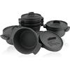 BBQ-Toro - Set da 6 mini forno olandese in ghisa prestagionata I Ø 11 cm I