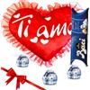 NARAMAKI Baci Perugina Cuore Idee Regalo Fidanzata e Fidanzato - 37,5gr Baci Perugina Classico Fondente Luisa+ Cuscino a Cuore con Scritta Ti Amo - Regalo Uomo e Donna (CLASSICO)