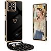 Yutwo Cover per Honor 200 Smart con Cordino, Elettrolitico Cuore Custodia per Honor 200 Smart con Tracolla, Antiurto Donna Cuore Cover per Honor 200 Smart Cordino -Nero
