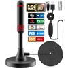 CeyMlem 2025 Nuova Amplificatore 130KM Antenna TV Interna Potente Per 1080P 4K Tutti i Vecchi e Smart TV,Segnale di ricezione 360° Gamma di Antenna TV Digitale per DTT DVB-T/DVB-T 2, Cavo Coassiale 5M