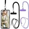 Vauki 2 pezzi Cordino per Cellulare Telefono Universale Tracolla Regolabile Collana Collo Catena Laccio per Cellulare e Patch Telefono per Maggior Parte Smartphone IPhone Samsung Xiaomi, Nero+Viola