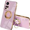 SEEKOO Cover per Xiaomi Mi 10T / Mi 10T Pro 5G, ultra sottile elegante in silicone morbido galvanizzante design cover lucida antiurto TPU gel custodia con 360 gradi rotazione anello, viola