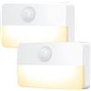 Ankilo Motion Sensor Light - Set di 2 luci a LED con sensore di movimento, luce bianca calda, acrilonitrile butadiene stirene (ABS), minimalista, 0,4 Watt, funzionamento a batteria, montaggio a parete