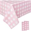 ZSYIULIA 2 tovaglie rettangolari in PVC a scacchi rosa, 137 x 274 cm, lavabili, in plastica, impermeabili, a prova di olio, per compleanni, matrimoni, Natale