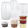JRSHIRLEYLTD 55 contenitori rotondi per alimenti con coperchio, piccoli contenitori per alimenti, contenitori in plastica riutilizzabili con coperchio per salse, insalate, chutney (100 ml)