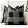 JOTOM Set di 2 Federe per Cuscini 50x50cm Copricuscini Di Natale Agriturismo Classico Plaid Decorativo Cuscini Divano Arredamento per la Casa per Divano Soggiorno Letto (Nero Grigio)