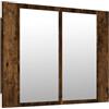 vidaXL Mobile a Specchio LED Rovere Fumo 60x12x45 cm Legno Multistrato, Mobile da Bagno a Specchio, Mobile con LED, armadietto a Muro con LED