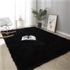 Treer Tappeto Salotto Pelo Lungo, Tappeto Peloso Soggiorno Antiscivolo Tappeti Pelosi Camera da Letto Morbido e Soffice per Decorazione (100x160cm,Nero)