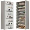 MF artSHOP Scarpiera Armadio Salvaspazio, Scaffale Porta Scarpe 10 Ripiani, 60x30x160 cm, Tessuto TNT, Fino a 30 Paia, Multiuso, Chiusura con Zip (Grigio)