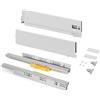 Emuca - Cassetto Vertex Push Sincro, regolazione 3D, guide per cassetti H 131mm, 40kg, profondità 400mm, Acciaio, Verniciato bianco